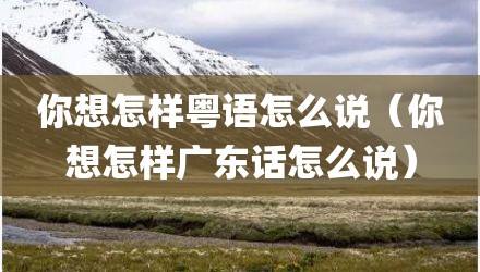 你想怎样粤语怎么说（你想怎样广东话怎么说）