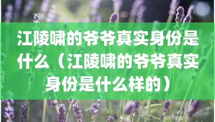 江陵啸的爷爷真实身份是什么（江陵啸的爷爷真实身份是什么样的）