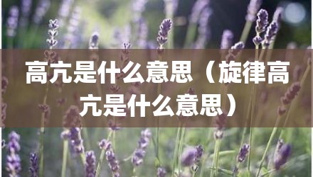 高亢是什么意思（旋律高亢是什么意思）