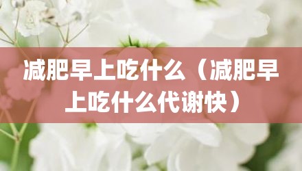 减肥早上吃什么（减肥早上吃什么代谢快）