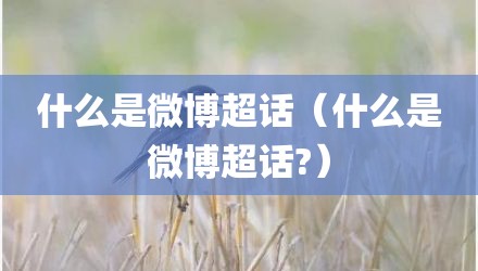 什么是微博超话（什么是微博超话?）