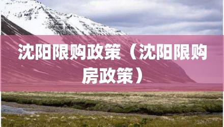 沈阳限购政策（沈阳限购房政策）