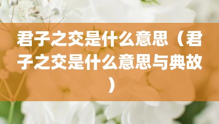 君子之交是什么意思（君子之交是什么意思与典故）