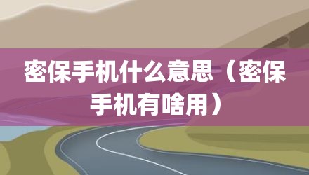 密保手机什么意思（密保手机有啥用）