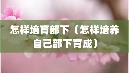 怎样培育部下（怎样培养自己部下育成）