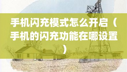 手机闪充模式怎么开启（手机的闪充功能在哪设置）