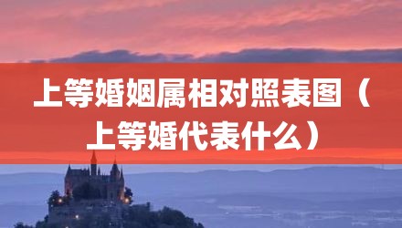 上等婚姻属相对照表图（上等婚代表什么）