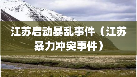 江苏启动暴乱事件（江苏暴力冲突事件）