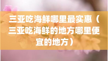 三亚吃海鲜哪里最实惠（三亚吃海鲜的地方哪里便宜的地方）