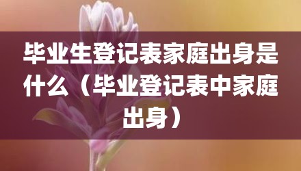 毕业生登记表家庭出身是什么(毕业登记表中家庭出身)