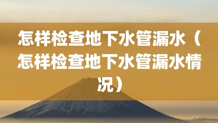 怎样检查地下水管漏水（怎样检查地下水管漏水情况）