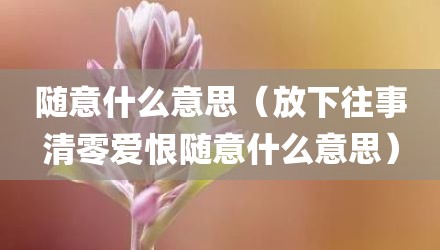 随意什么意思(放下往事清零爱恨随意什么意思)