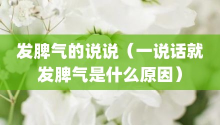 发脾气的说说（一说话就发脾气是什么原因）