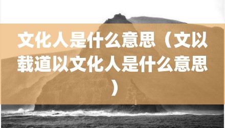 文化人是什么意思(文以载道以文化人是什么意思)