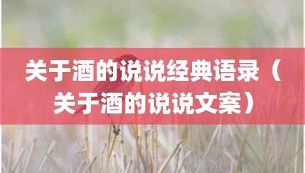 关于酒的说说经典语录（关于酒的说说文案）