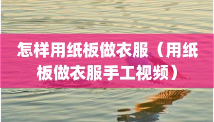 怎样用纸板做衣服（用纸板做衣服手工视频）