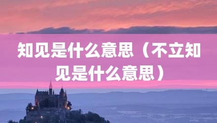 知见是什么意思（不立知见是什么意思）