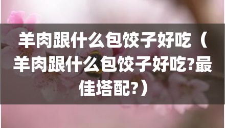 羊肉跟什么包饺子好吃（羊肉跟什么包饺子好吃?最佳塔配?）