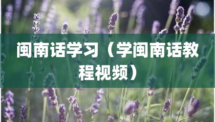 闽南话学习（学闽南话教程视频）