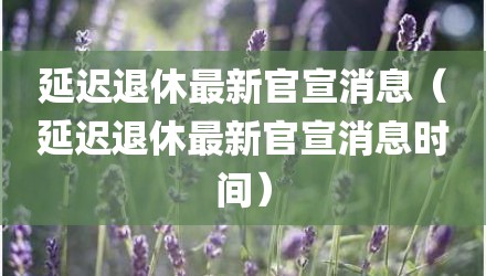 延迟退休最新官宣消息（延迟退休最新官宣消息时间）