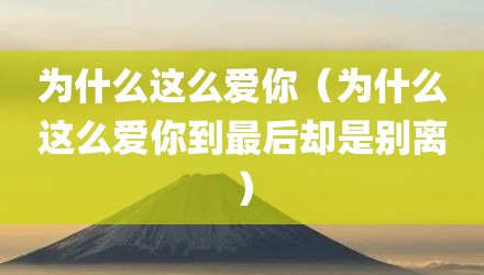 为什么这么爱你（为什么这么爱你到最后却是别离）