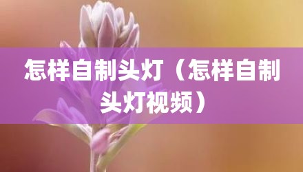 怎样自制头灯（怎样自制头灯视频）