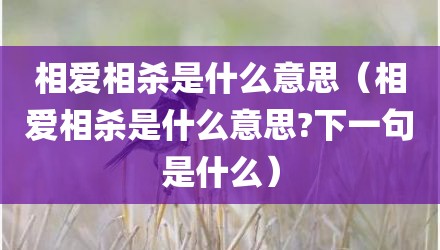 相爱相杀是什么意思（相爱相杀是什么意思?下一句是什么）