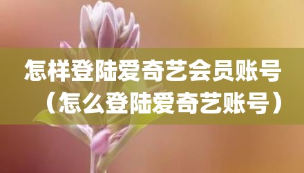 怎样登陆爱奇艺会员账号（怎么登陆爱奇艺账号）