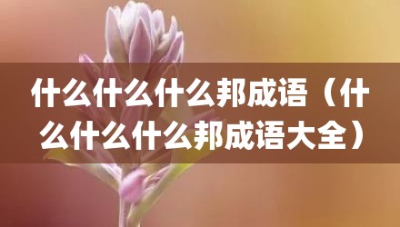 什么什么什么邦成语（什么什么什么邦成语大全）