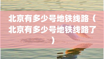 北京有多少号地铁线路（北京有多少号地铁线路了）