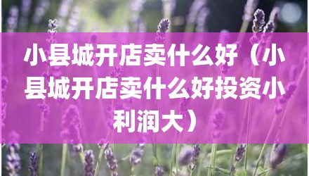 小县城开店卖什么好（小县城开店卖什么好投资小利润大）