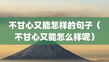 不甘心又能怎样的句子(不甘心又能怎么样呢)