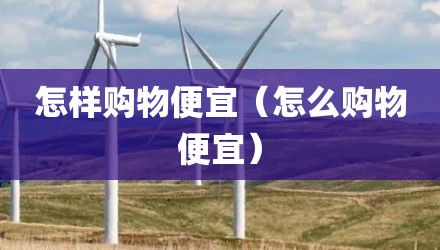 怎样购物便宜（怎么购物便宜）