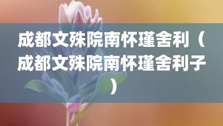 成都文殊院南怀瑾舍利（成都文殊院南怀瑾舍利子）