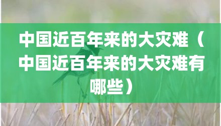中国近百年来的大灾难（中国近百年来的大灾难有哪些）