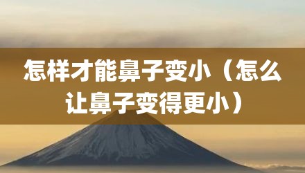 怎样才能鼻子变小（怎么让鼻子变得更小）