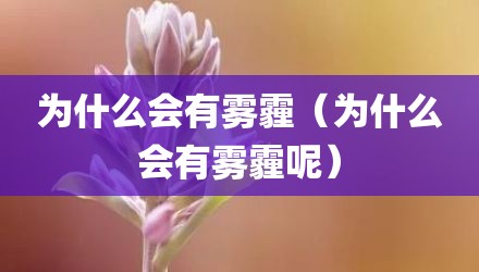为什么会有雾霾（为什么会有雾霾呢）