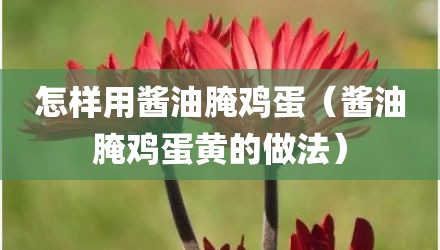 怎样用酱油腌鸡蛋（酱油腌鸡蛋黄的做法）