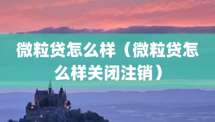 微粒贷怎么样（微粒贷怎么样关闭注销）