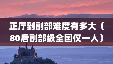 正厅到副部难度有多大（80后副部级全国仅一人）