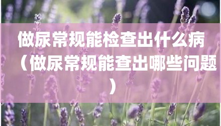 做尿常规能检查出什么病(做尿常规能查出哪些问题)