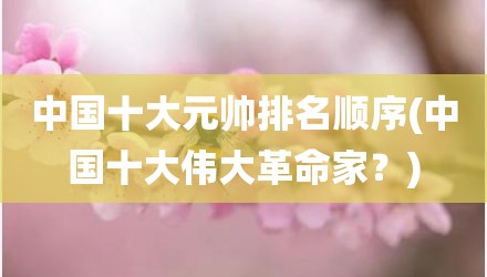 中国十大元帅排名顺序(中国十大伟大革命家？)