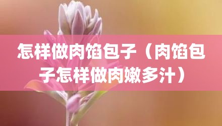 怎样做肉馅包子（肉馅包子怎样做肉嫩多汁）