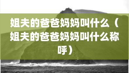 姐夫的爸爸妈妈叫什么（姐夫的爸爸妈妈叫什么称呼）