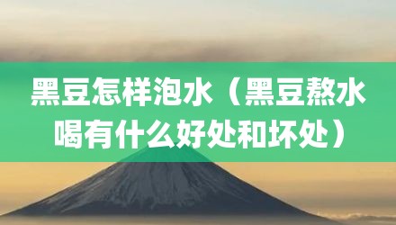 黑豆怎样泡水（黑豆熬水喝有什么好处和坏处）