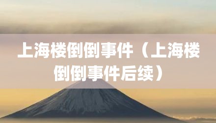 上海楼倒倒事件（上海楼倒倒事件后续）