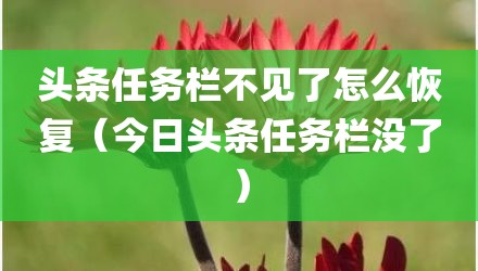 头条任务栏不见了怎么恢复(今日头条任务栏没了)