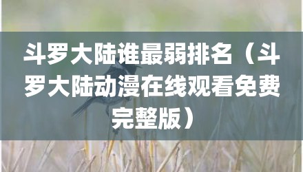 斗罗大陆谁最弱排名（斗罗大陆动漫在线观看免费完整版）