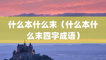 什么本什么末（什么本什么末四字成语）