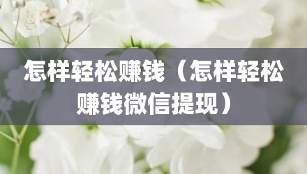 怎样轻松赚钱（怎样轻松赚钱微信提现）